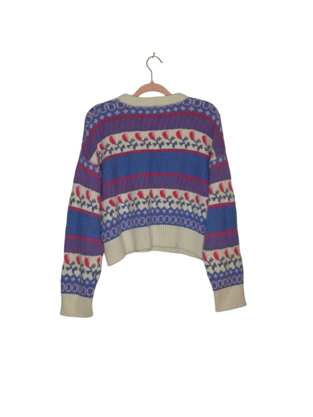 Wild Fable XL Multicolor Knit Cropped Sweater With Floral & Geometric Pattern - Picture 4 of 8